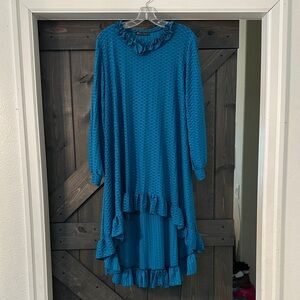 Women’s Teal Ruffle High-Low Dress